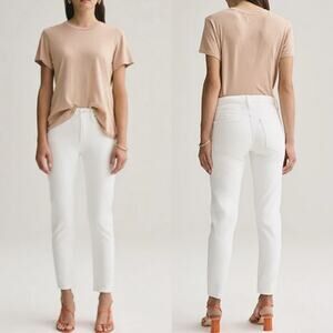 NWT Agolde Toni Mid Rise Straight Leg Denim Jeans in Radiate White Wash Size: 30